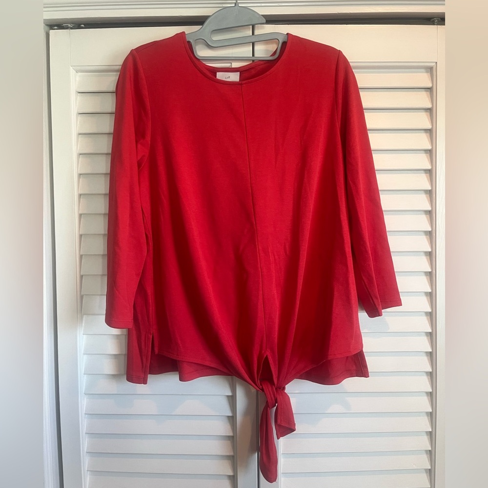 J jill 3/4 sleeve front tie tee. Size m. Color Poppy